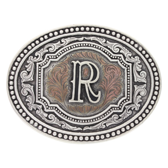 Montana Silversmiths Mens InitialS Two-Tone Attitude Belt Buckle A518s