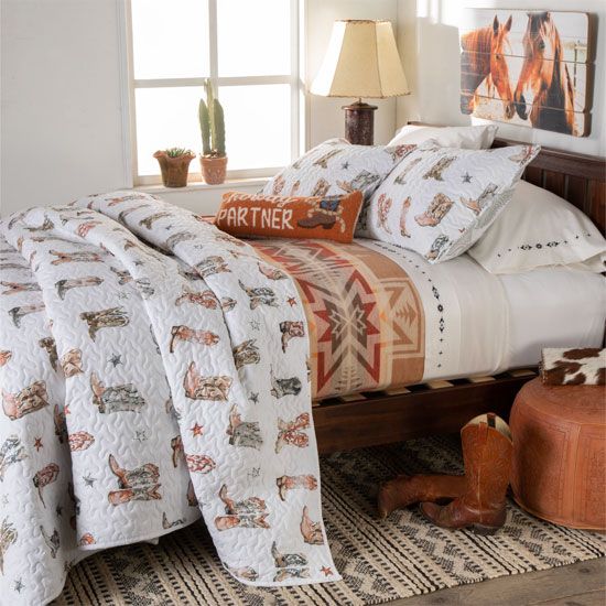 Thunderbird Boots Natural Quilted Bedding Collection
