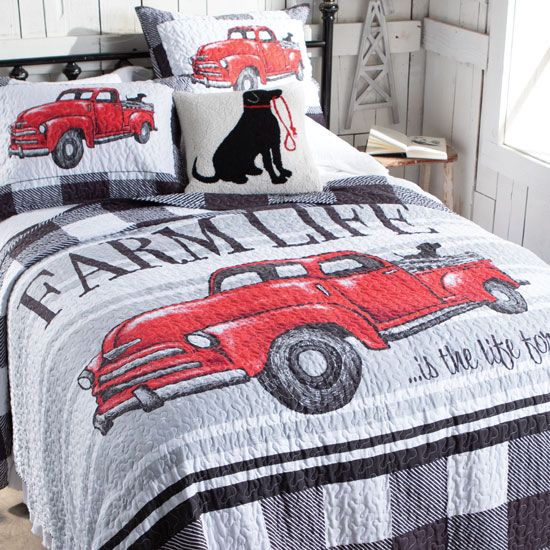 Farm Life Red Truck Quilt Set Collection