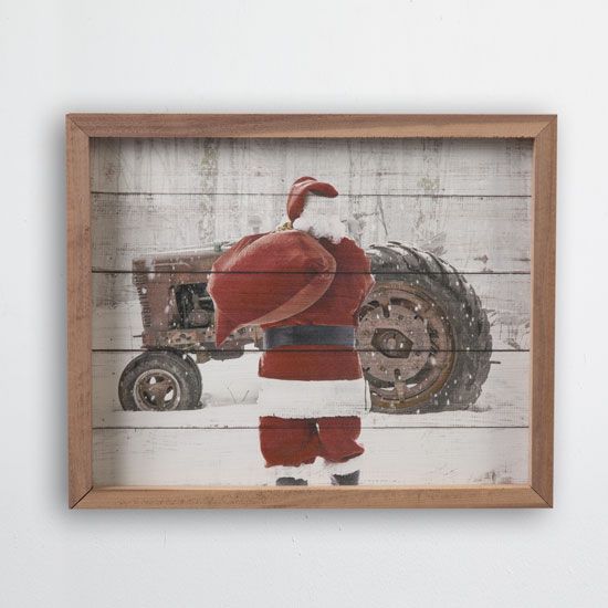 Santa With Tractor Frame