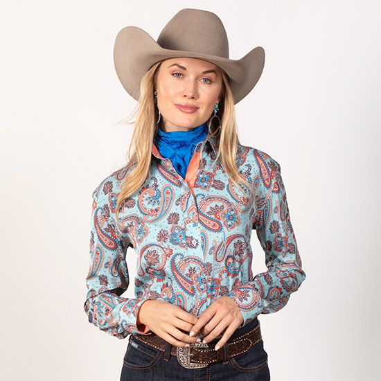 Blue and Orange Paisley Top