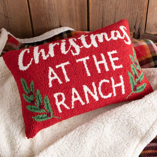 Christmas At The Ranch Hooked Pillow