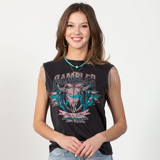 Rock & Roll Cowgirl Rambler Chain Fringe Top