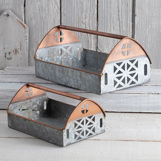 Rustic Farm Trough Tray Set 2