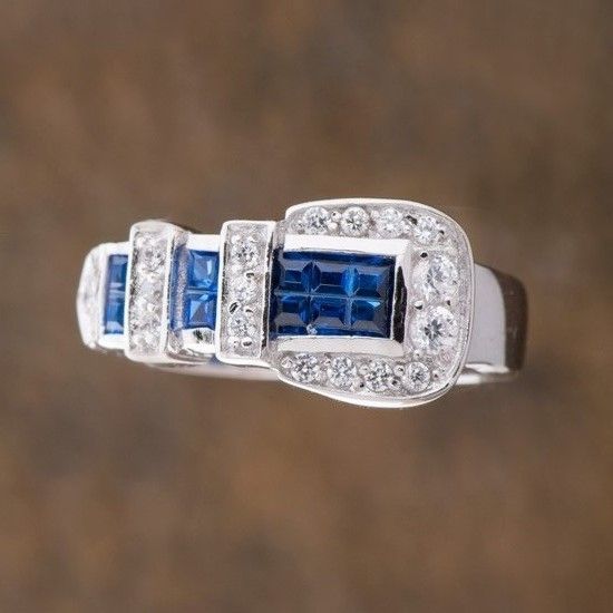 Kelly Herd Squared Blue Buckle Ring