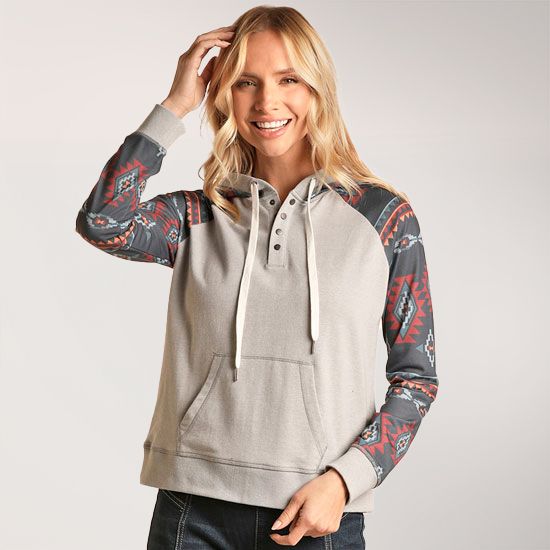 Rock & Roll Cowgirl Stone Valley Aztec Hoodie