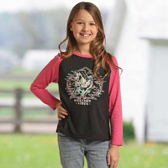 Rock & Roll Cowgirl Girls' Western Vibes Top