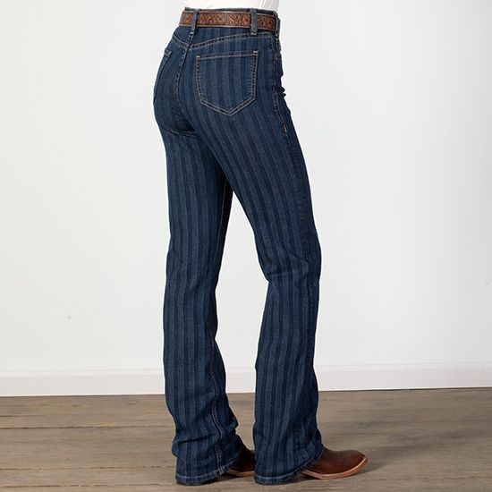 Rock & Roll Cowgirl High-Rise Boocut Stacked In Stripes Jeans