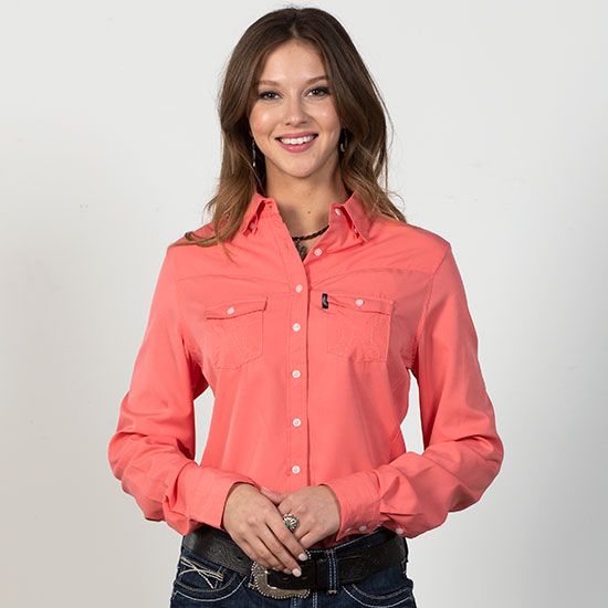 Hooey SOL Tea Rose Button Up Top