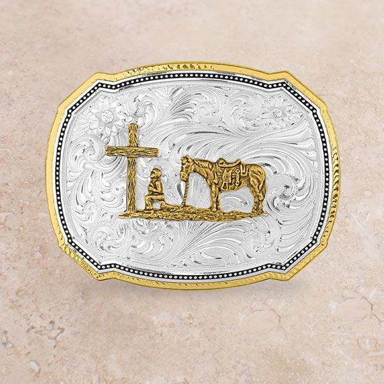 Montana Silversmiths Cut of Rope Christian Cowboy Buckle