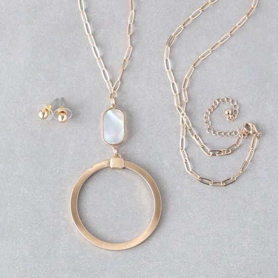Circle Of Life White Oval Jewelry Set