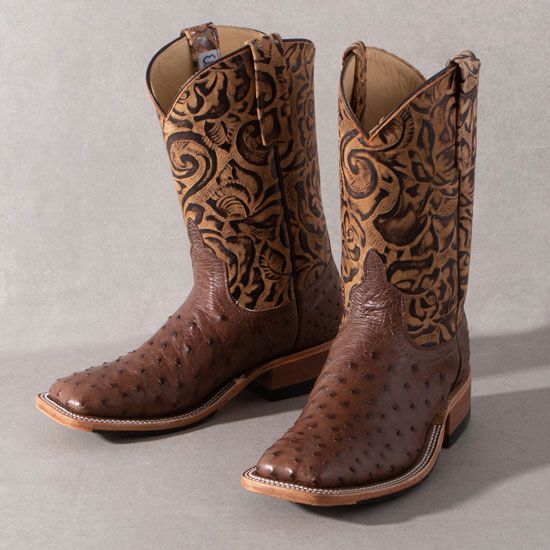 Rod's Kango Tobac Full Quill Ostrich Boots by Anderson Bean