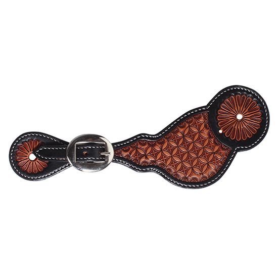 TOOLED LEATHER SPUR STRAPS WESTERN SHOW PLEASURE RACING TACK ADULT SIZE 
