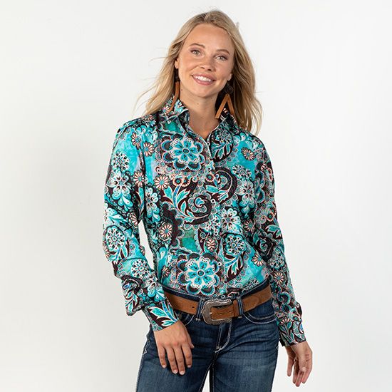 Turquoise Paisley Top