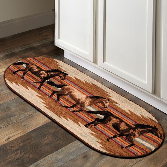 Aztec Horse 20x44 Oval Rug
