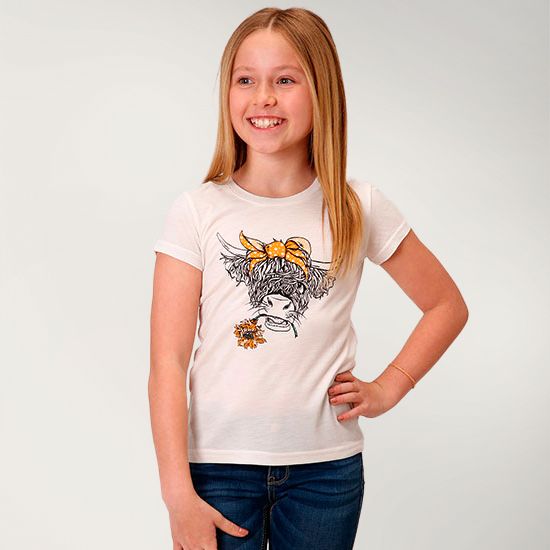 Roper Girls' Highland Cow Printed Tee