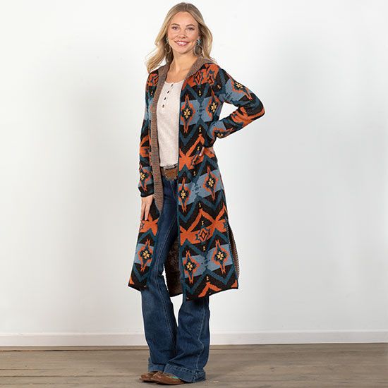 Rock & Roll Cowgirl Aztec Hooded Cardigan