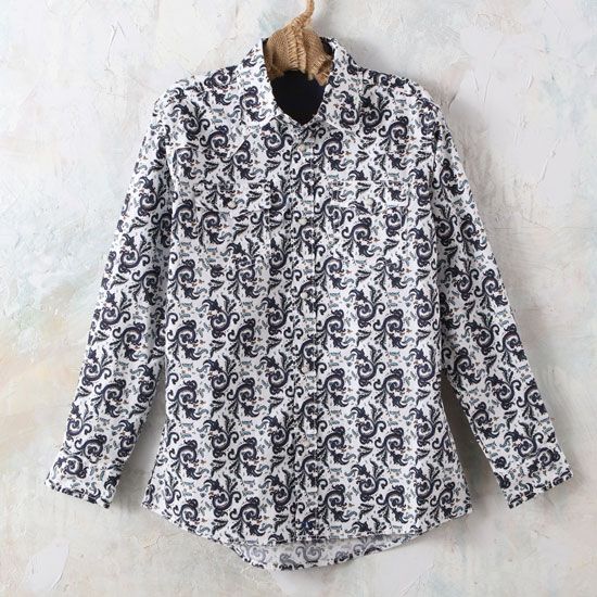 Wrangler 20X Boys' Black And White Paisley Shirt