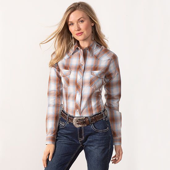 Roper Butterscotch Plaid Top