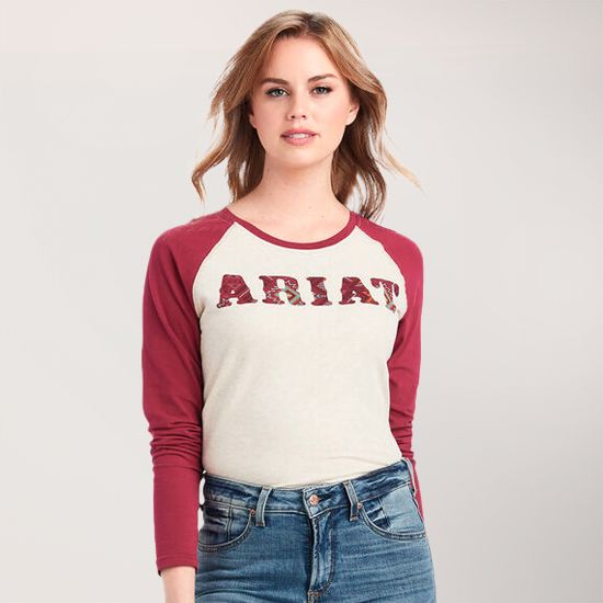 Ariat REAL Beet Red Logo Top