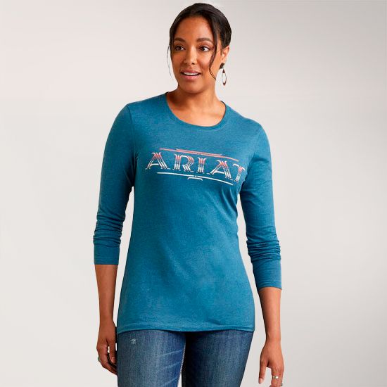 Ariat Serape Dusty Blue Logo Top
