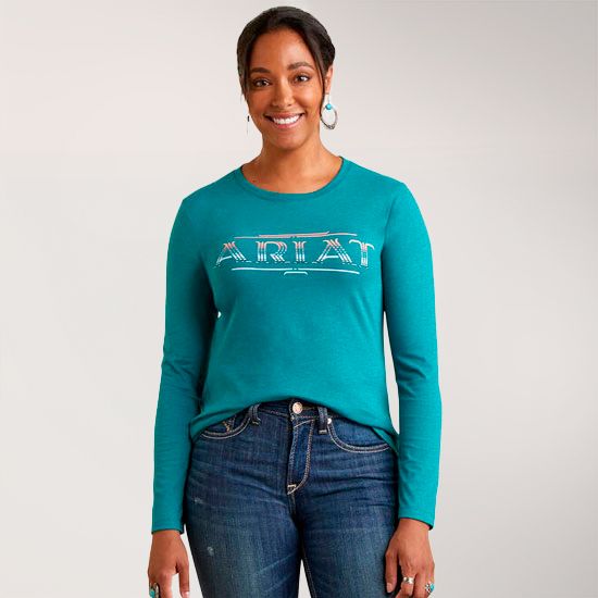 Ariat REAL Serape Teal Logo Top