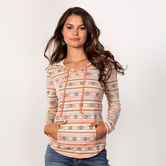 Panhandle Apricot Aztec Serape Hoodie