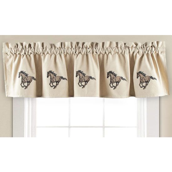 Galloping Horse Embroidered Lined Valance 10"x14"