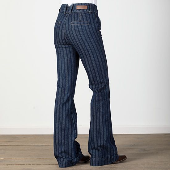 Rock & Roll Cowgirl Jaquard Stripe High-Rise Trouser Jeans