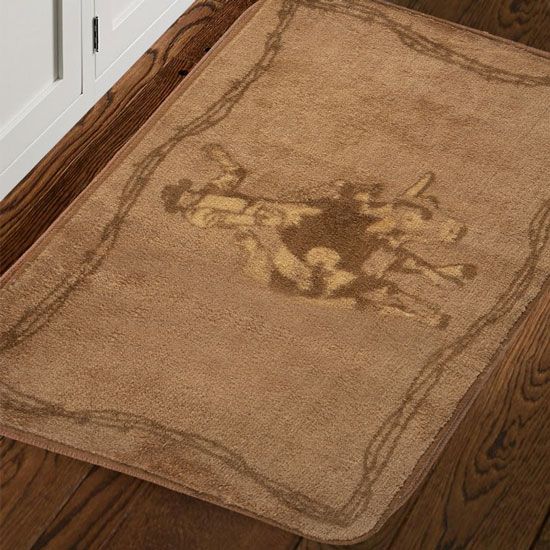 Bull Riding 23x35 Light Brown Bath and Kitchen Mat