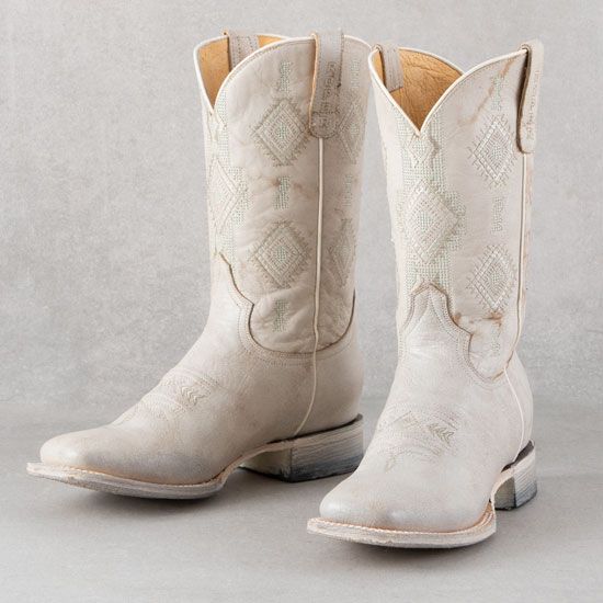 Roper Vintage White Aztec Embroidered Boots