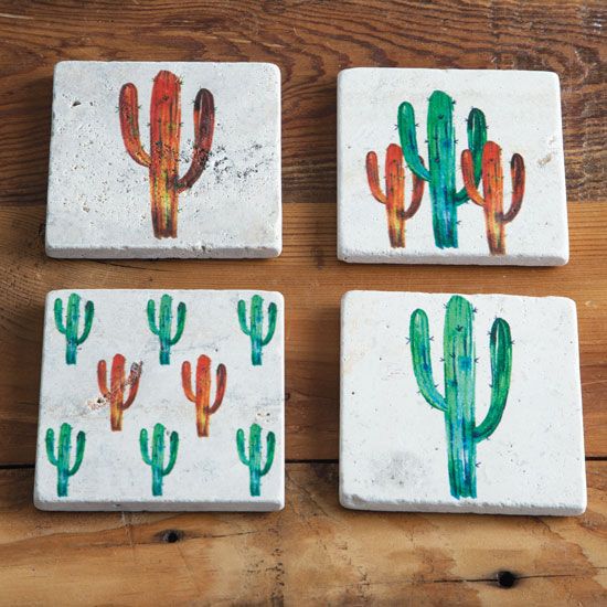 Paseo Road by Hiend Cactus Coaster Set of 4