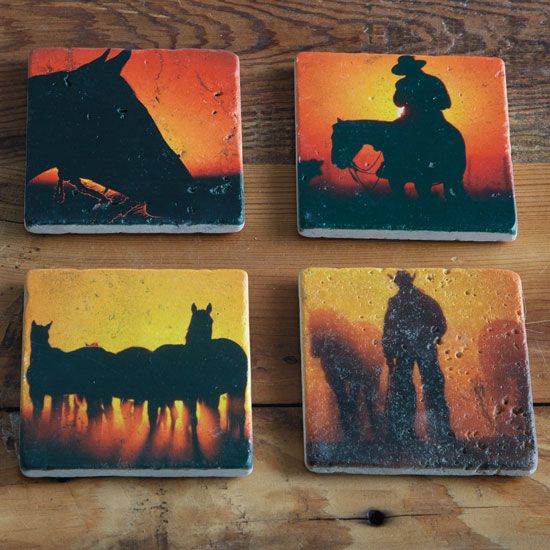 Paseo Road by Hiend Sunset Cowboy Coaster Set of 4