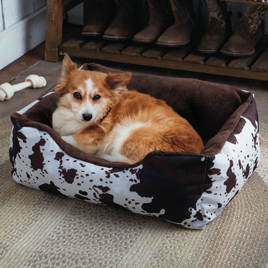 Rod's Exclusive Chocolate Sherpa Lined Cowhide Pet Bed