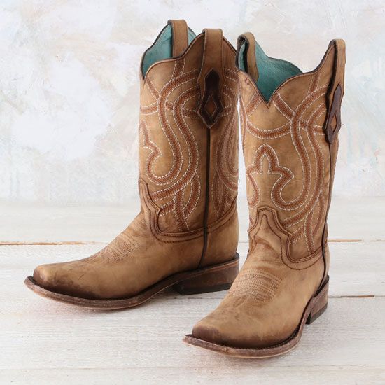 Corral Square Toe Shedron Embriodery Boots