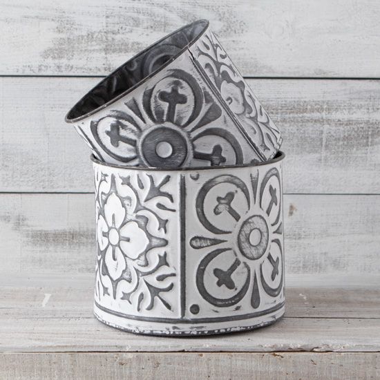 Country Grace Floral Embossed Bin Set