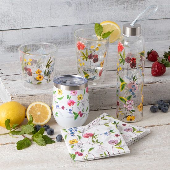 Country Grace Flower Power Glassware and Napkins