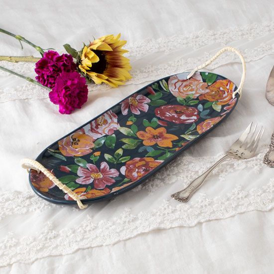 Country Grace Floral Boutique Handled Serving Tray
