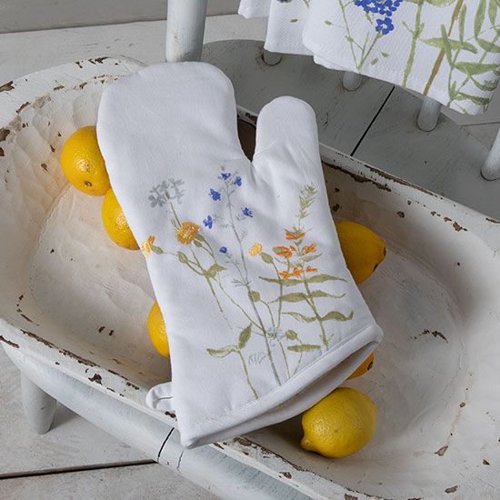 Country Grace Herb Printed Oven Mit and Pot Holder