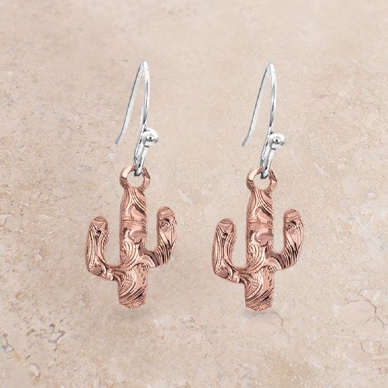 Desert Darling Rose Gold Cactus Earrings