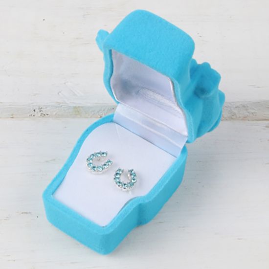 Girls' Aqua Horseshoe Earrings