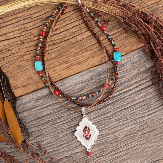 Beaded Aztec Layered Necklace