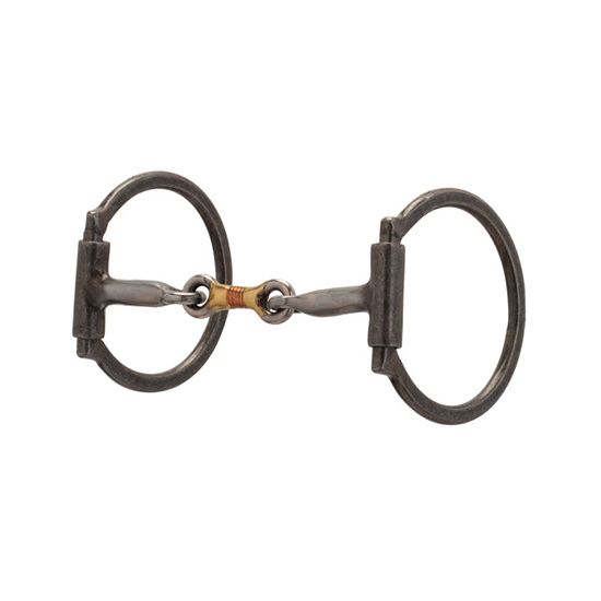 Pro Series Offset D-Ring Snaffle Bit, Buffed Black, Three Piece Dogbone