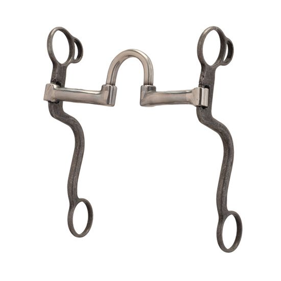 Professional "S" Shank 7" Cheeks Horse Bit, Buffed Black, Correction Port