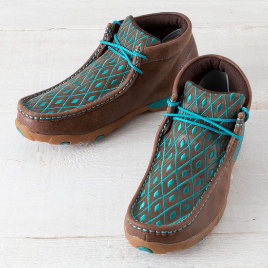Twisted X Turquoise Diamond Driving Moccasins