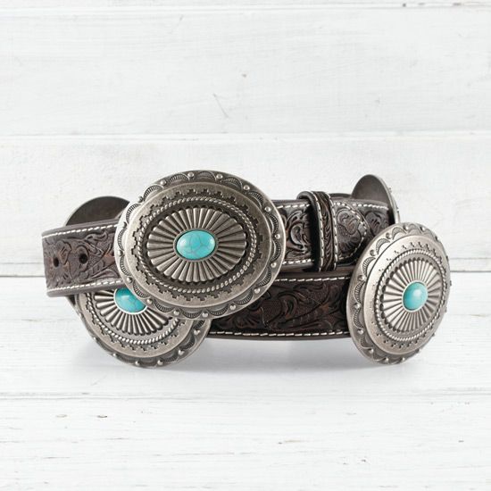 Ariat Tooled Turquoise Concho Belt 