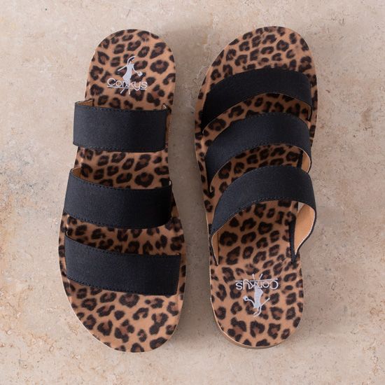 Corkys Black Leopard Dafne Sandals