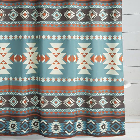 Western Inspired Shower Curtains, Western Turquoise Shower Curtain