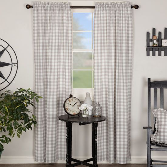 Grey and White Buffalo Check Panel Set