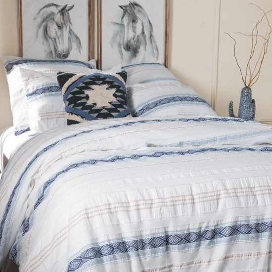 Boho Blue and White Aztec Comforter Set